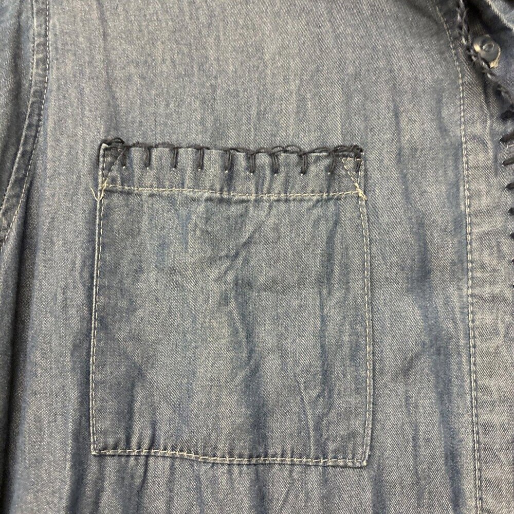 New Directions Dress Womens L Blue 100% Cotton Long Sleeve Button Up Casual - Picture 4 of 9